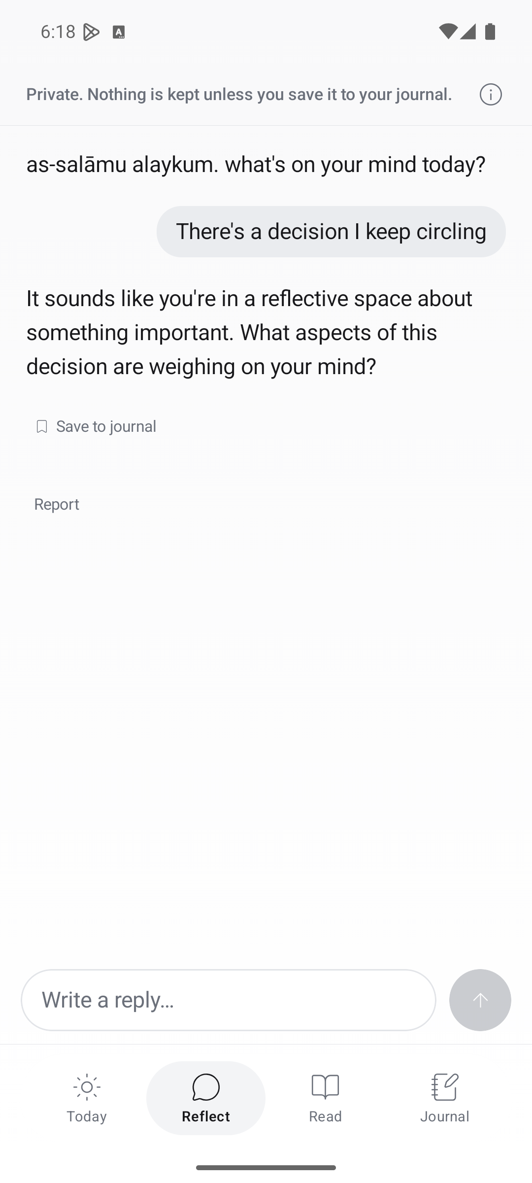 Hikma on Android: Reflect on a difficult decision